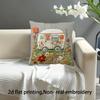 Vintage Camper Van Wildflower Pillow Cover 2D Faux Embroidery Print Cushion Case Boho Camping Home Decor Gift