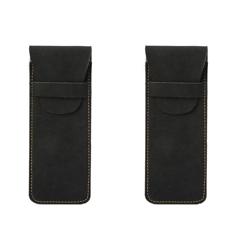 

2pcs-Vintage Frosted PU Leather Pen Case High End Fountain Pen Protective Sleeve Large Capacity чёрный