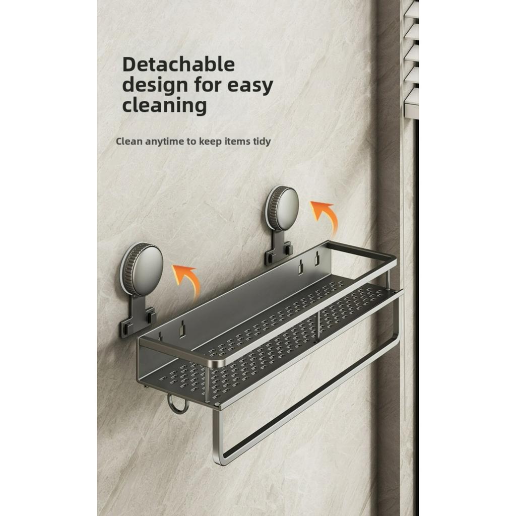 Suction Cup Storage Rack for Bathroom Washstand, Wall-Mounted, No-Drill, Toilet and Washroom Organizer