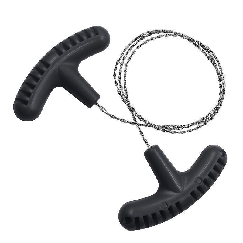 Manual Wire Saw Steel Wire Rope Handheld Portable Survival Tool with Ergonomic Handles for Outdoor Use Camping Hiking Fishing Cutting Wood PVC Pipe