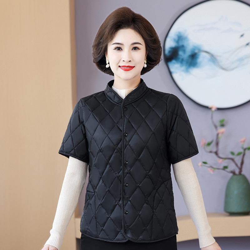 

Женский жилет Жилет из хлопка с короткими рукавами Жилет из хлопка для мам на осень и зиму Верхняя одежда из хлопка с короткими рукавами Жилет из хлопка XXXXXL чёрный