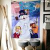 Frosty the Snowman Wall Tapestry Aesthetic Wall Hanging Printed Fabric Blanket Decorative Tapestries for Bedroom Living Room Home Decor