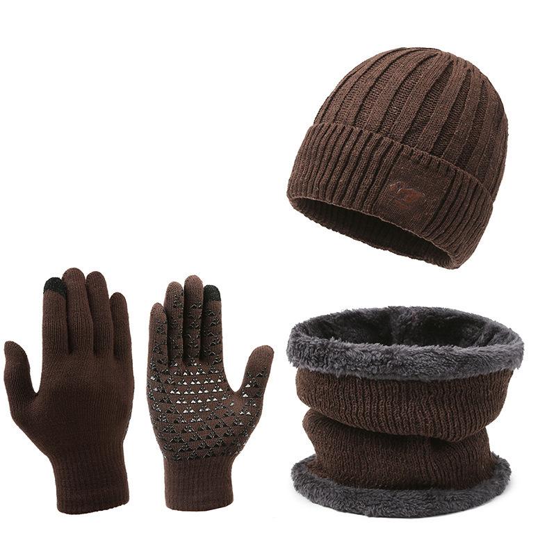 Winter Men Women Thick Beanie Hat Knitted Hat Winter Cap Beanie Female Wool Neck Scarf Cap Balaclava Mask Bonnet Hats Set