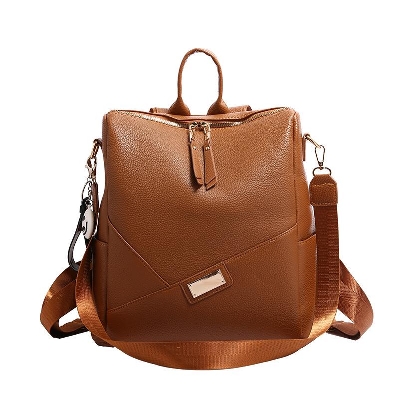 Schoolbag new backpack women's large-capacity Korean version of the trend pu soft leather multi-purpose satchel simple leisure travel backpack