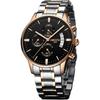 NIBOSI Men's Big Face Chronograph Analog Watch Stainless Steel Casual Date Display