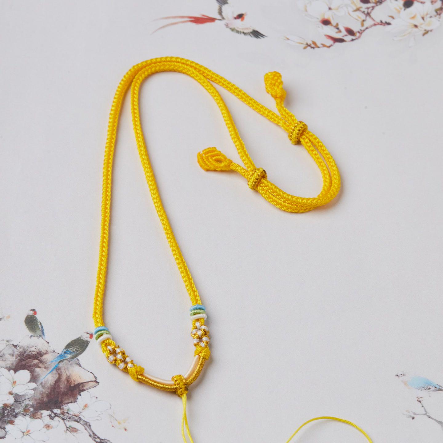 

Элегантный регулируемый восьмирядный шнур для ожерелья с узлом «Цветок персика», ручной работы No specification золотой