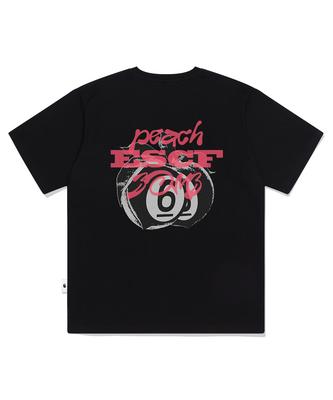 ESCAPEFROM Black Peach Bomb Print Oversized Short Sleeve T-Shirt Black