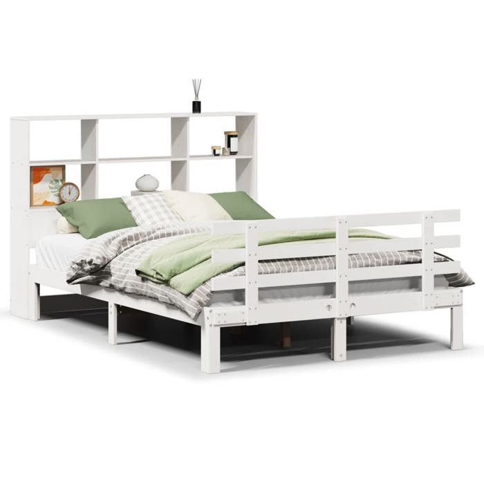 VidaXL Lit bibliothèque sans matelas blanc 140x190 cm bois pin massif 3322750