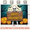 Party Backdrop Halloween Flat Spooky Skeleton Pumpkin Multi Layered Celebrations Event Backdrop Decoration Front Door Decor
