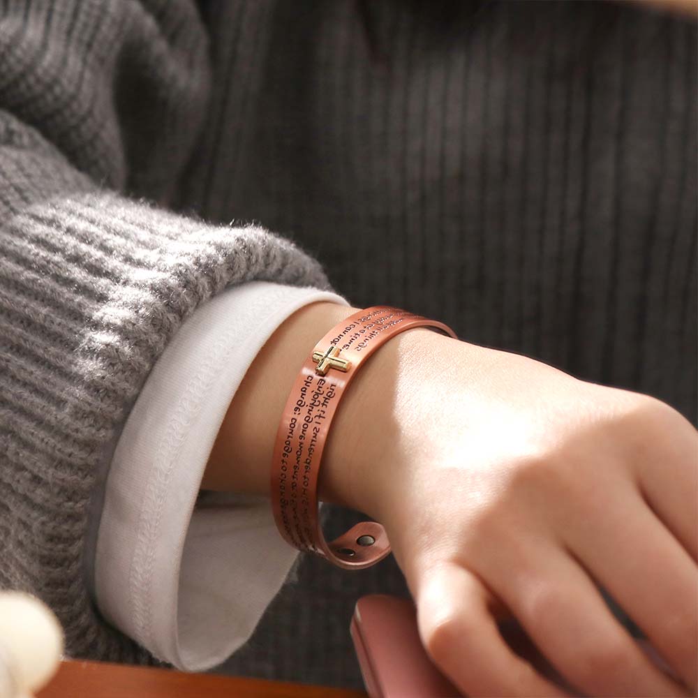 Bracciale Magnetico Regolabile a Croce Alta Magnetica Croce Cristiana per Uomini Donne