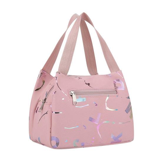 Letter Print Lunch Bag Waterproof Lunch Tote Reusable Lunch Carrier Box Bag for Women Men Commuting Camping Picnic