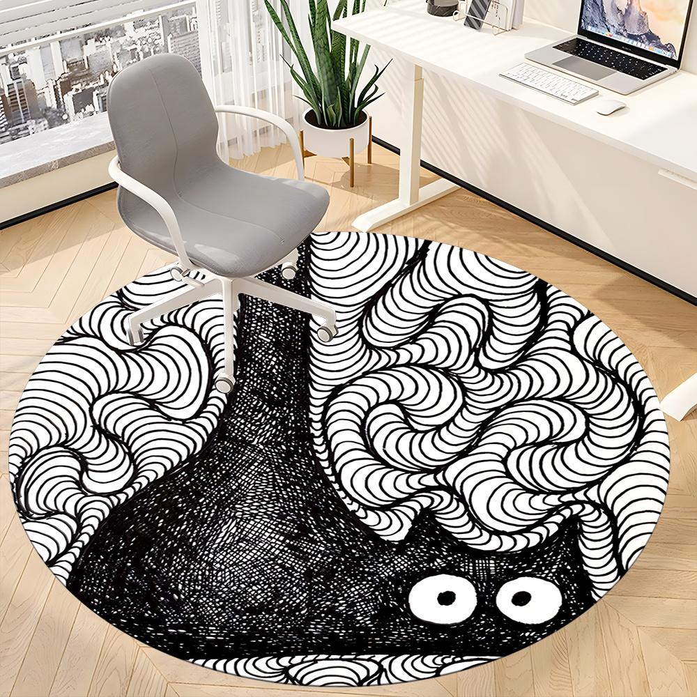 1pc Whimsical Cat Pattern Office Round Area Rug, Indoor Mat Suitable ForOffice, Under Office Chairs Bedroom Living Room Home Decor, Room Deco 042