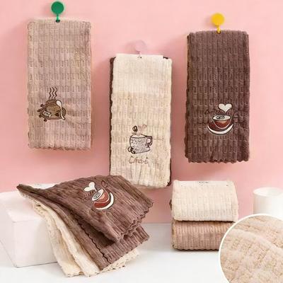 8-Pack of Random Color Embroidered Dish Towels, Kitchen Cleaning Cloths, Household Lint-Free Absorbent Lazy Cleaning Towels, Soft and Breathable,