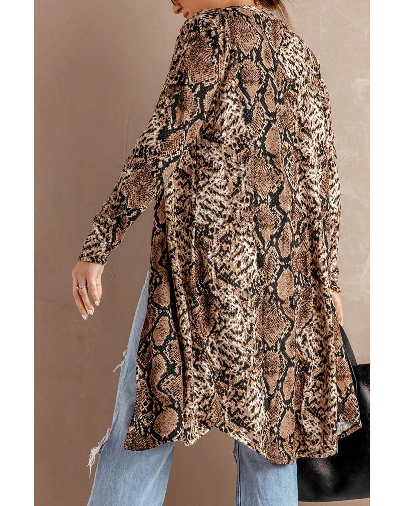 Azura Exchange Long Cardigan with Snake Print