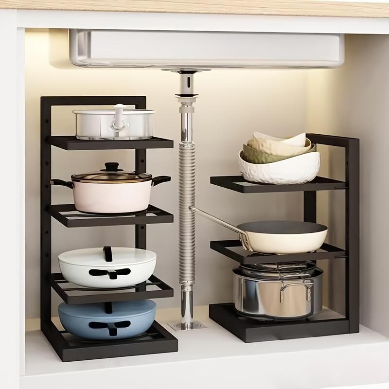 

3-Tier Under Sink Organizer, Adjustable Cabinet Rack for Kitchen Storage & Household Supplies. 3-tier чорний