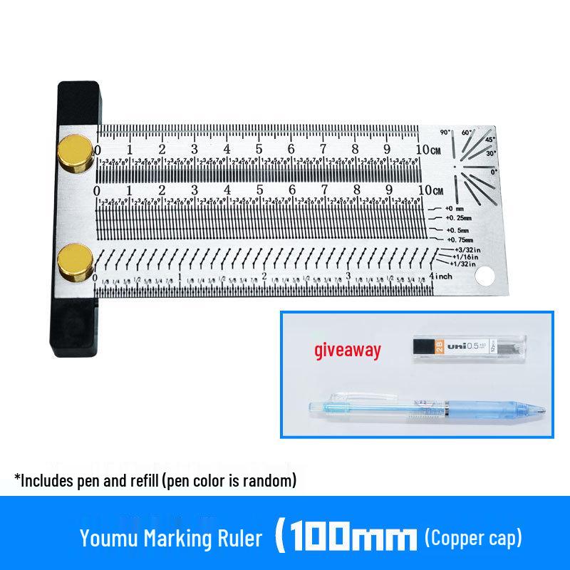 High-Precision Stainless Steel T-Square Scriber Ruler (Inch/Metric)