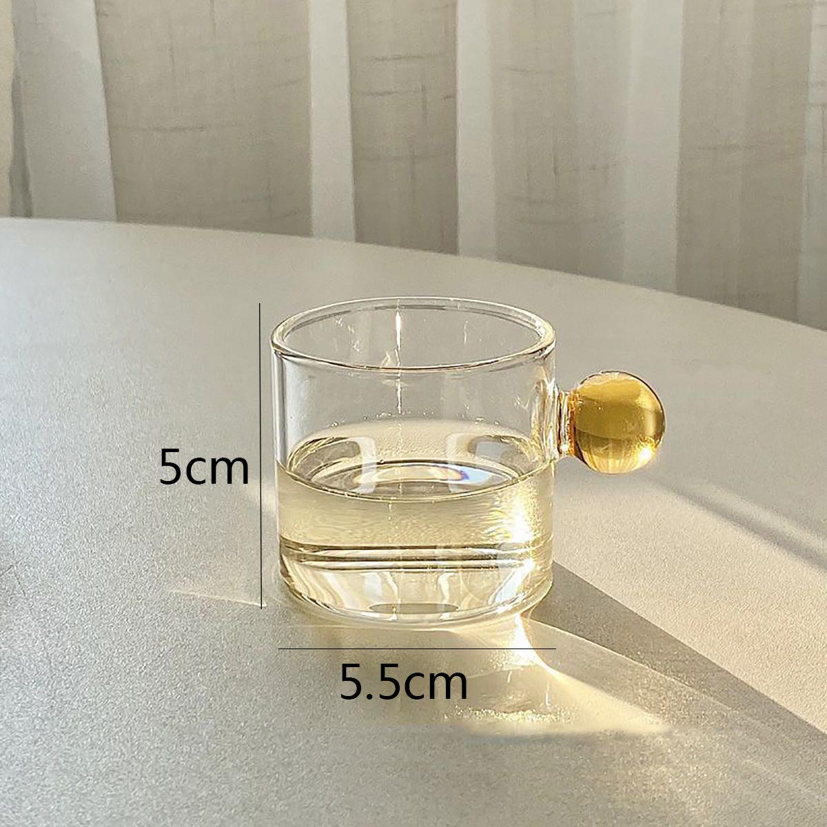 

Clear Glass Tea Mug 4 Oz Glass Coffee Mug with Ball Shape Handle Borosilicate Glass Tea Juice Coffee Milk Small Glasses 101-200ml жовтий