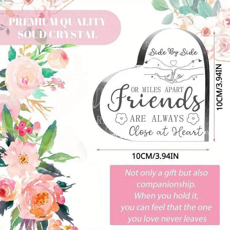 "Side by Side or Miles Apart" Friendship Keepsake - Floral Acrylic Gift for Best Friends