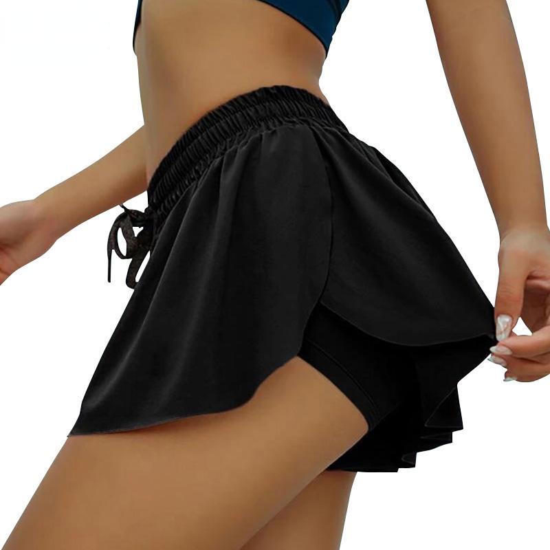 

Женские шорты с эластичной резинкой на талии, женские шифоновые повседневные антибликовые шорты для отдыха, телесные дышащие шорты для йоги S фиолетовый