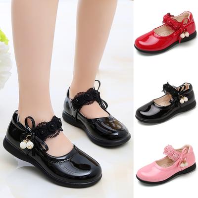 Scarpe per bambini Scarpe in pelle per ragazze Primavera e autunno Nuovo stile coreano Scarpe da principessa con suola morbida Scarpe nere da prestazione