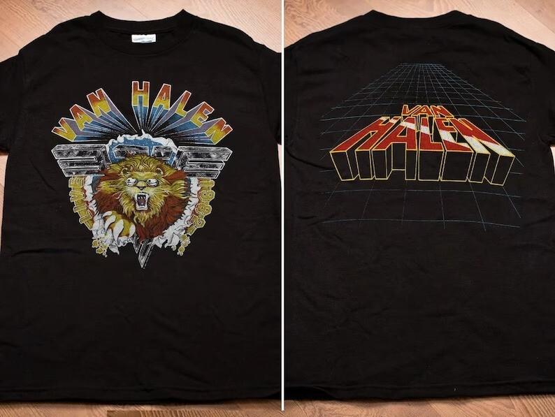 Van Halen Live 1982 Diver Down Tour TShirt 1982 Van Halen Lion Logo TShirt Unisex T-Shirt XXXL