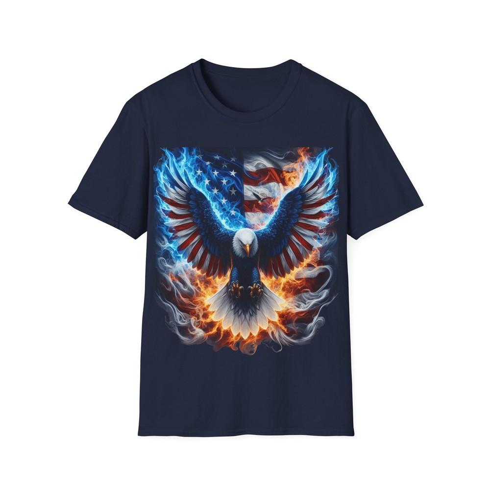 Unisex Soft Cotton Patriotic T-Shirt USA flag and eagle Unisex T-Shirt S 1950₽