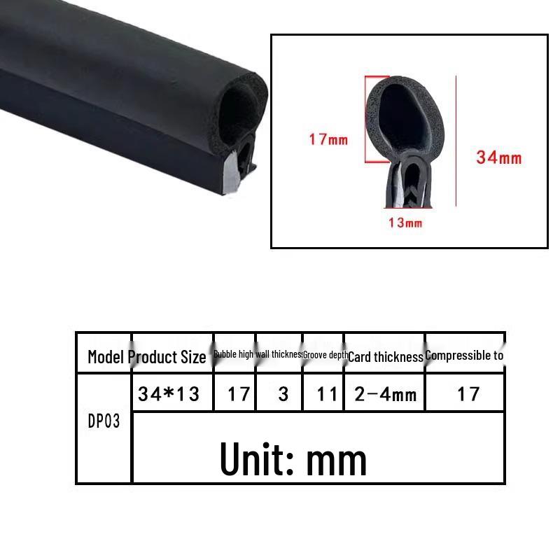 U-Shaped Waterproof Dustproof Rubber Sealing Strip for Cabinets and Car Doors