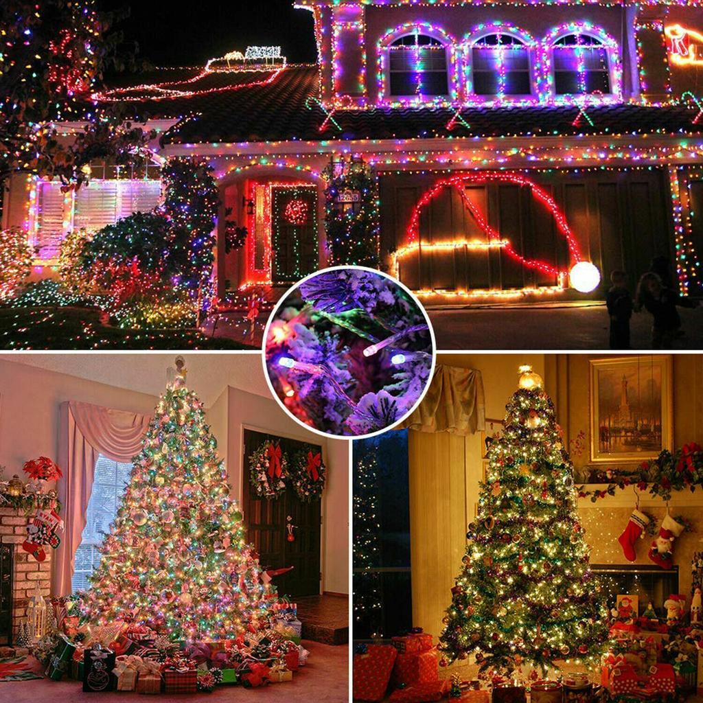 2 Pack 200 LED Solar String Lights Outdoor Waterproof 8 Modes for Tree Patio Garden Christmas Decoration