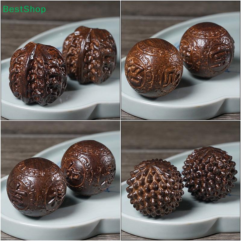 Wooden Spiky Hand Exercise Balls - Massage Stress Relief Baoding Balls for Hand Strength Training & Relaxation