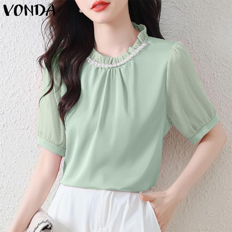 

Летние женские топы VONDA, прозрачная блузка с пышными рукавами