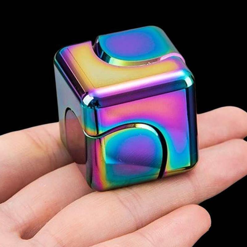 Square Magic Dice Metal Rotate Cube Fidget Spinner Anxiety Stress Relief Gifts Adults Brinquedos Para Alívio Do Estresse Kids