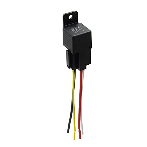 uxcell JD-2912 SPST Relay Socket Car Relay 5 Pole 40A DC48V Car Wire Bundle Socket Plug Included 1 Piece