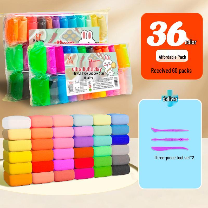 Children's DIY Playdough Kit: 12/24/36 Colors - Large Hand-Modeling Pack
