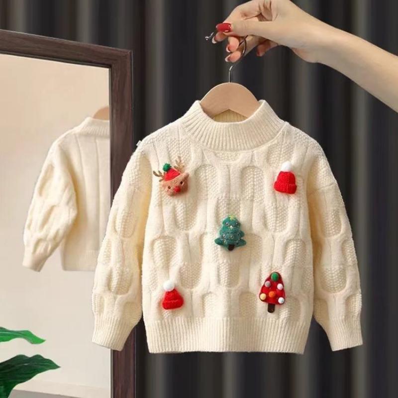 Kinder Kleidung Mädchen Pullover Winter Tops Herbst Baby Warme Gestrickte Pullover Kind Weihnachten Kleidung 2-8 Jahre Alt