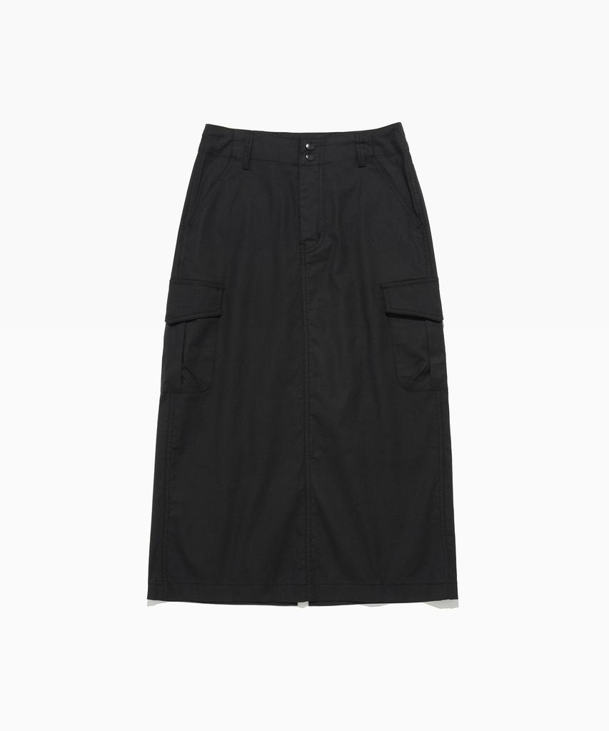 Tudument Ripstop Cargo Long Skirt Black