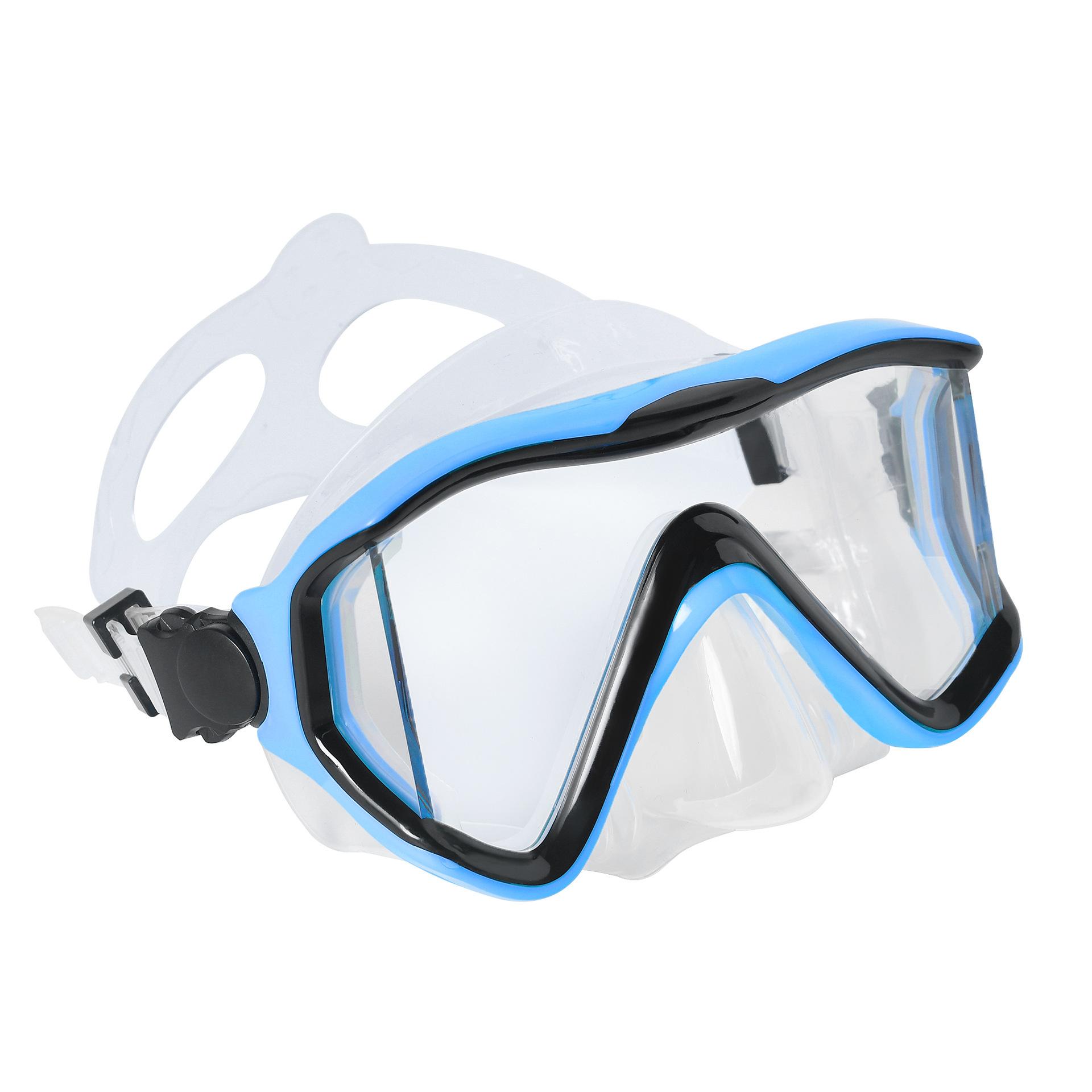 

New three-sided mirror 180-degree large field of view high definition diving goggles High definition three-sided pc lens прозорий червоний колір