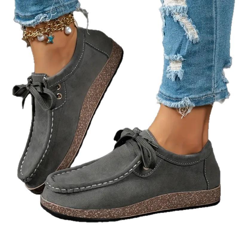 Sapatilhas Femininas Plus Size de Lona com Cadarço Novos Sapatos Casuais de Outono