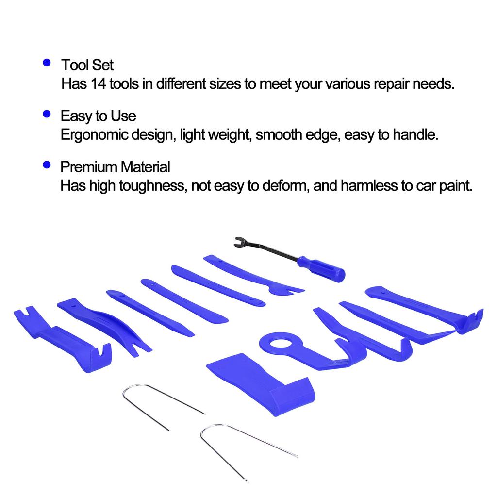 14Pcs Auto Removal Tool Trim Pry Repair Set Kit for Car Door Panel Audio Instrument DeskBlue
