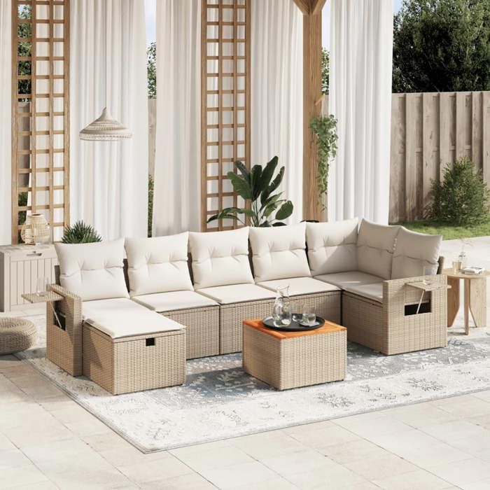 VidaXL Garden Lounge Set with Cushions 8 Pcs, Patio Sofas, Patio Furniture Set, Outdoor Furniture, Beige 3264957