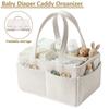 Baby Diaper Caddy Organizer Corduroy Diaper Storage Basket with Handle Foldable Multi-pocket Newborn Nappy Storage Organizer