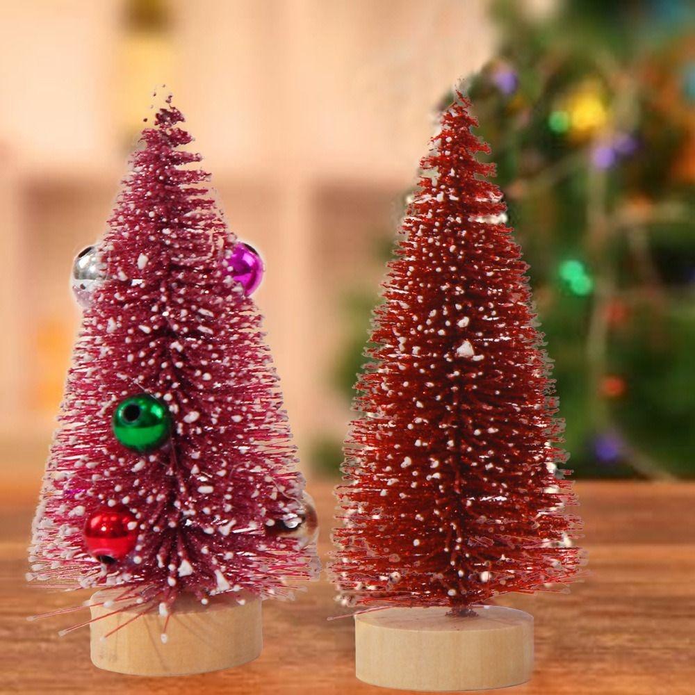 4pcs 10CM Mini Christmas Tree Gradient Artificial Xmas Pine Tree  Home Xmas Decor