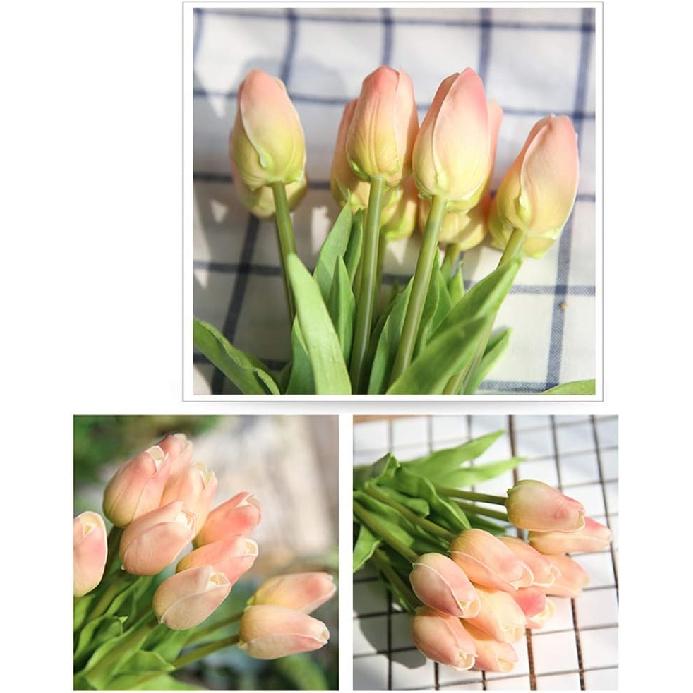 30 Pcs Artificial Tulip Flower Mini Real Touch Fake Flowers Wedding Bouquet Home Decorations for Mother Wife Girlfriend