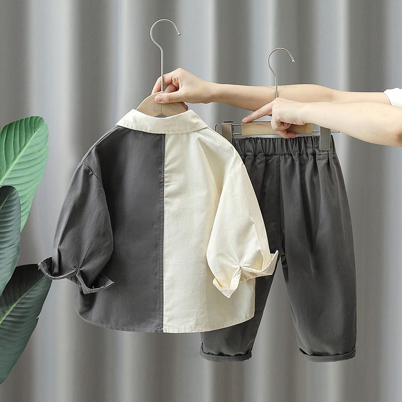 Ensemble deux pièces d'automne pour garçon style street: Chemise ample à manches longues et pantalon (Tendance 2025)