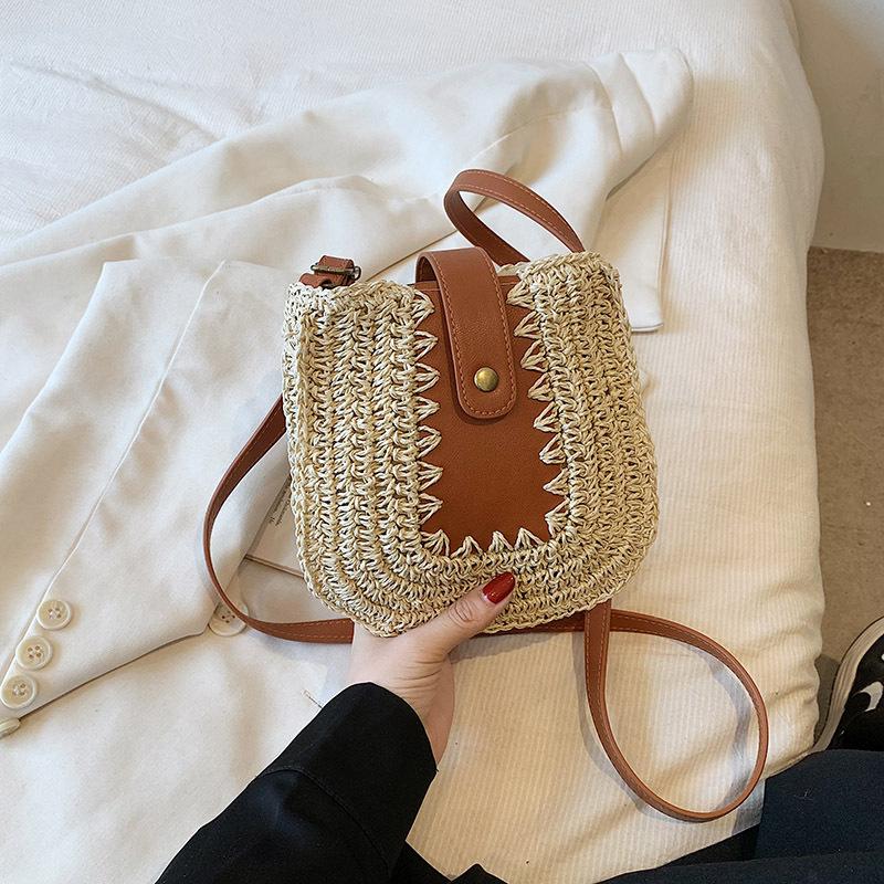 

Летняя популярная сумка из плетеной соломы с магнитной пряжкой, сумка-ведро для пляжного отдыха на берегу моря