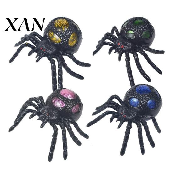 Anxiety Relief Toy 1/4Pcs Halloween Glitter Spider Squeeze Toy, Stress Realistic Scary Sensory Tools Party Fake Prank Decoration