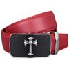 Plus Size Golf Genuine Size Brand Men's No-Hole Belt, Leather, 130, Name, Casual, Stylish, Leather, Auto-Lock, One-Touch, Stepless, Large, Long, Red,