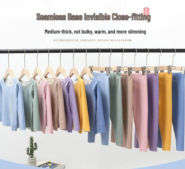 Children's Brushed Thermal Base Layer Set (S, M, L) – Seamless Class A Autumn Underwear and Trousers.