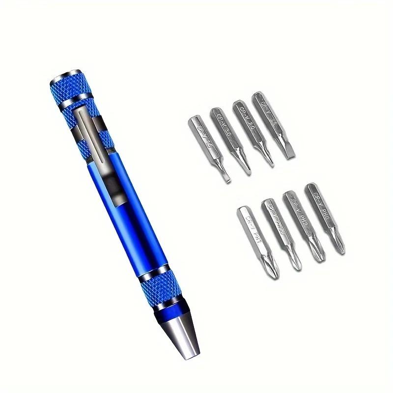 

1Set Multi-functional 8-in-1 Screwdriver Set, Aluminum Alloy Tool, Precision Cross & Flathead Driver, Repair Kit, Portable & Dura синий