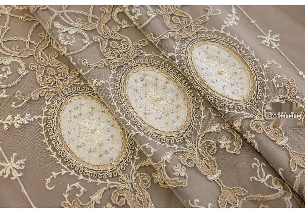 Luxury European Double-Layer Jacquard Blackout Curtains for Living Room or Bedroom - Soft Gauze Texture, Floor-to-Ceiling Design.