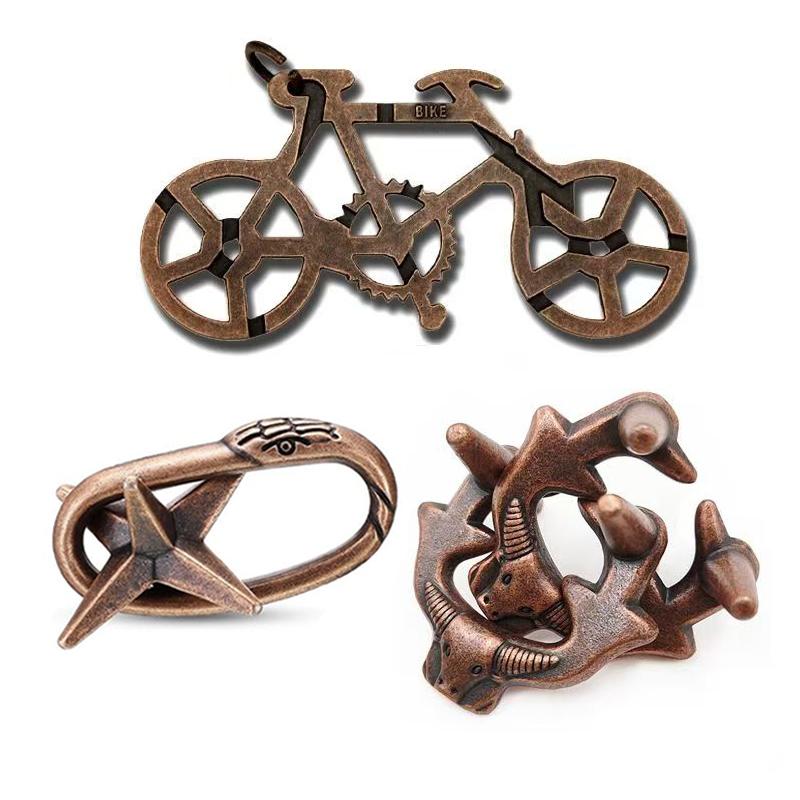 Magic Baffling Disentanglement Puzzles 3PCS Metal Brain Teasers IQ Logic Test Educaational Problem Solve Toys Kids Teens